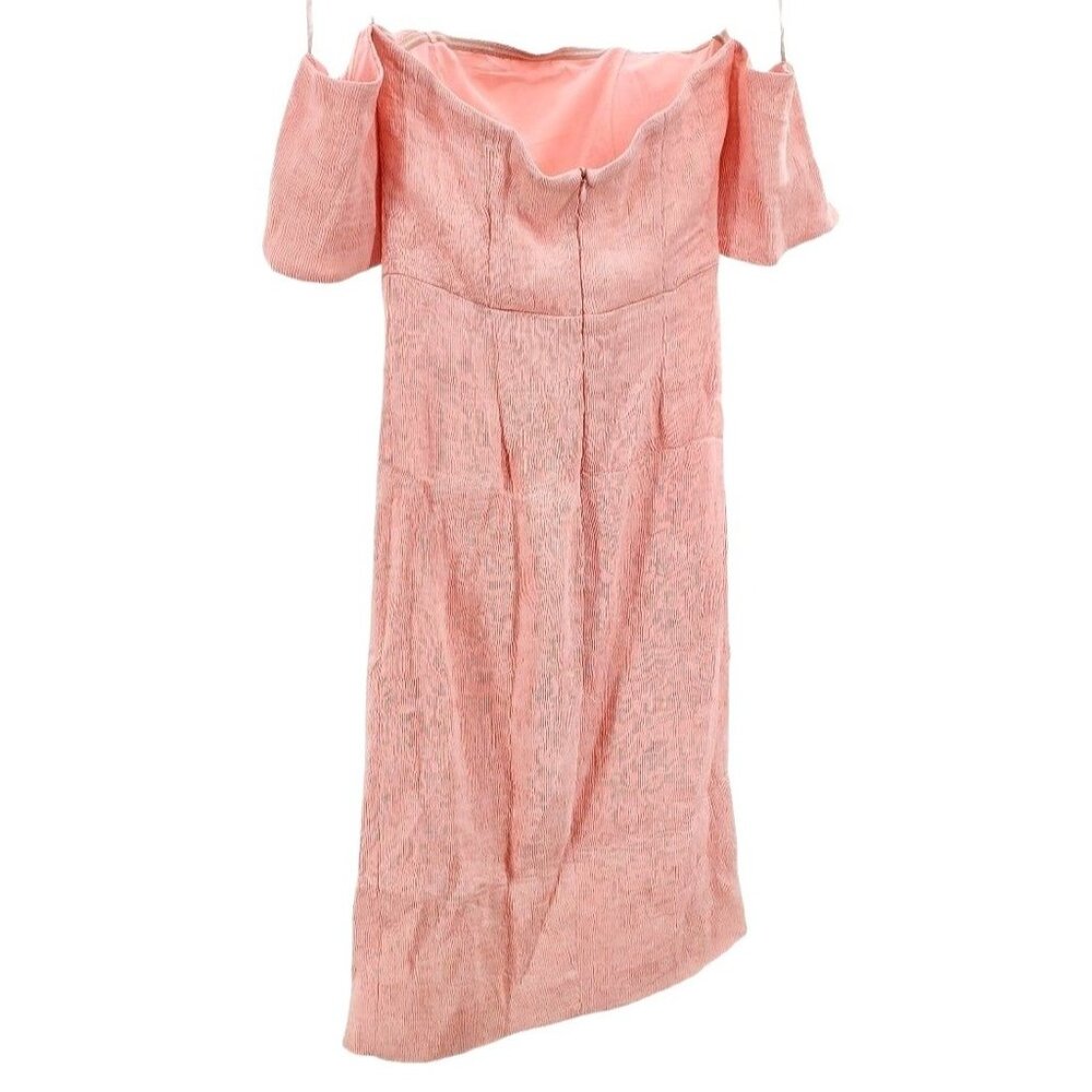 ELLIAT M Dress Acacia Crape Textured Off Shoulder Pleated Slit Front Knee Length - Picture 5 of 16
